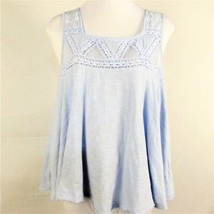 Free People Baby Blue Swing Tank Top Open Back